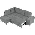 thumbnail image 6 of 88.2" Convertible Sleeper Sofa Bed with Storage Ottoman, L-Shaped Sectional Sofa with Cup Holder & Charging Stations, Pull Out Sofa Couch with Chaise for Living Room, Grey, 6 of 9