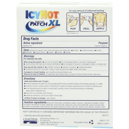 Icy Hot Medicated Back Patch Extra Large, 3 CT (Pack of 4)