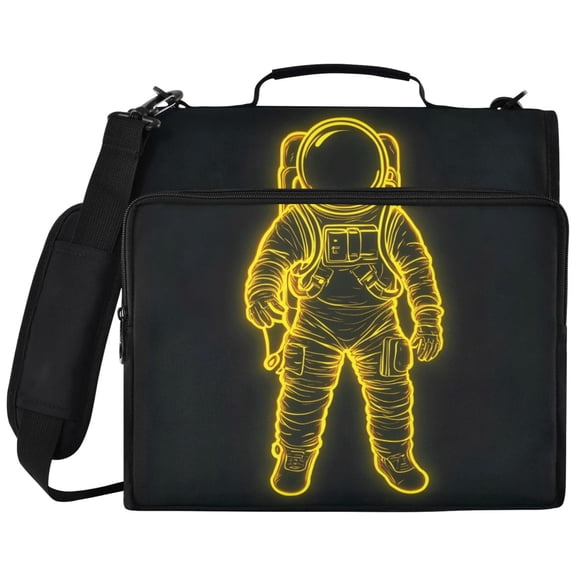 ALAZA Zipper Binder Astronaut Neon Pattern 2 inch 3 Ring 500 Sheet Capacity Trapper Keeper File Folder Organizer Bag
