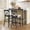 Gray, variant on Farmhouse 48" Rectangular Wood Bar Height Dining Set, Kitchen Breakfast Nook Table with 2 Upholstered Chairs, Solid Acacia Wood & MDF for Small Spaces, Gray+Beige