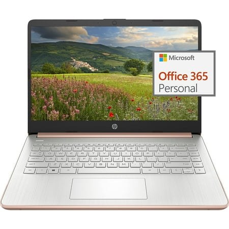 HP 14'' Ultral Light Laptop for Students and Business, Intel Quad-Core N4120, 8GB RAM, 320GB Storage(64GB eMMC+256GB MicroSD), 1 Year Office 365, Webcam, Wi-Fi, Windows 11 Home in S Mode, Pink