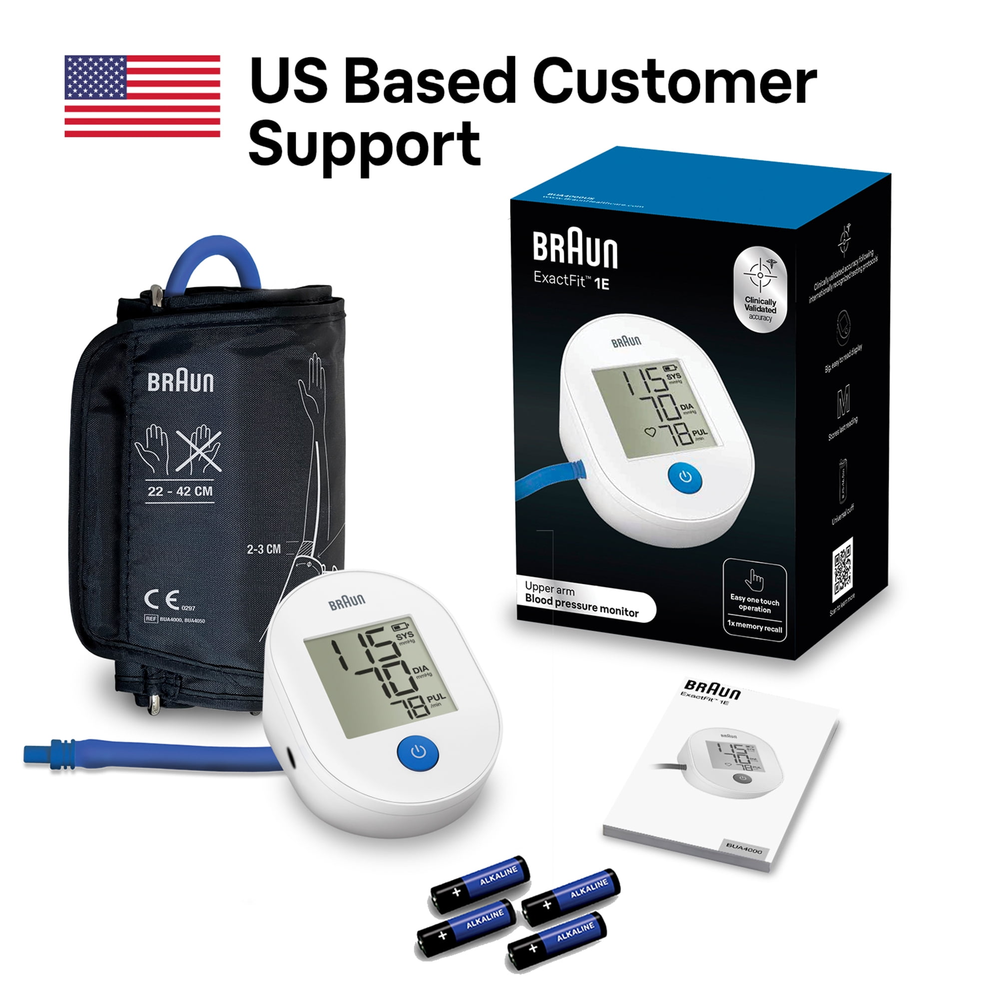Braun ExactFit 1E Upper Arm Blood Pressure Monitors for Home Use, FSA & HSA Eligible, BUA4000US
