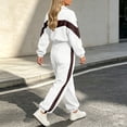 thumbnail image 6 of Smupbvky Tracksuits for Women Set 2 Piece Collared Color Block Zip Jacket Long Sleeve Jogger Pants Casual Fall Outfits (L, White), 6 of 7