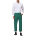 thumbnail image 2 of Pantalones de traje de negocios recortados para hombres Inspire Chic, corte recto, frente plano, talla 38, color verde, 2 of 7