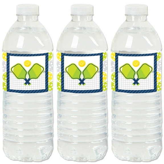 Big Dot of Happiness Let's Rally - Pickleball - Birthday or Retirement Party Water Bottle Sticker Labels - Set of 20