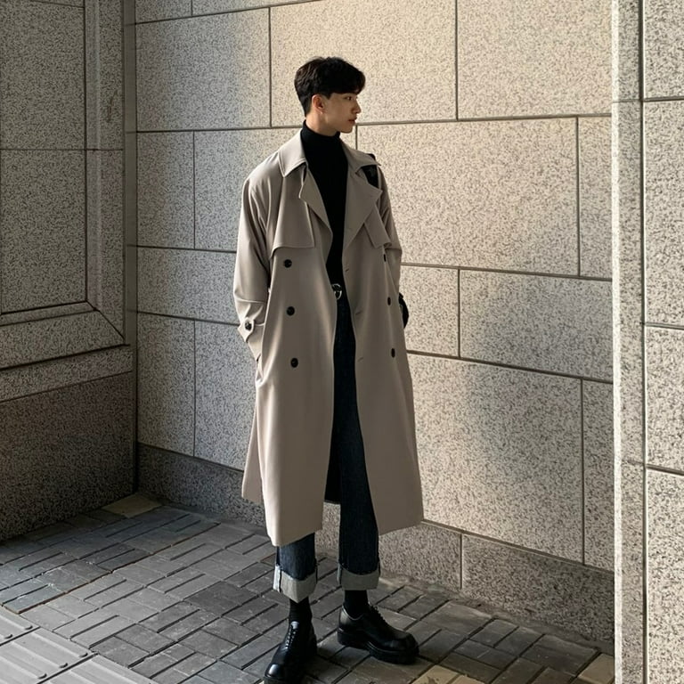 QIUTIAN Trench coat Brand New Spring Trench Korean Men s Fashion Overcoat Male Long Windbreaker Streetwear Men Coat Outer Wear Clothing Walmart