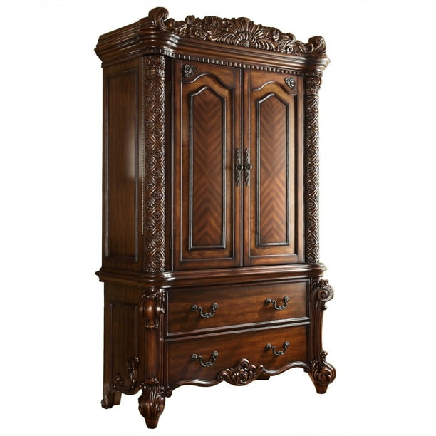 Homeroots 376972 87 In Two Doors Cherry Wood Tv Armoire Com Doors Cherry Wood Tv Armoire, Bedroom Tv Armoire With Drawers
