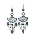 thumbnail image 2 of Eosunjian 1 Pair Dangle Earrings Bohemian Retro Ethnic Style Long Tassel All-match Decoration Faux Crystal Women Hollow Fan-shaped Drop Earrings Jewelry Gift for Dating Blue, 2 of 13