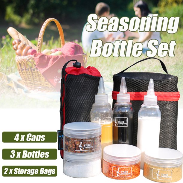 9pcs Outdoor Seasoning Bottle Set Camping Spice Cans Oil Vinegar Containers Dispenser Bbq Jar