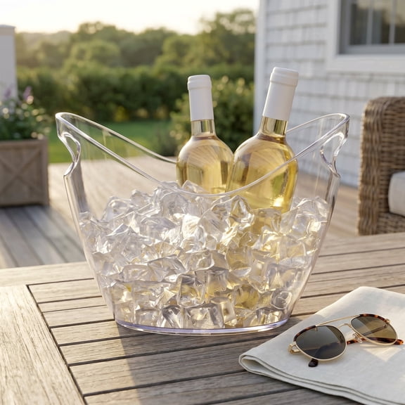 Ice Bucket Wine Bucket(2 Pack ), Clear Acrylic 4 Liter Plastic Tub for Drinks and Parties, Food Grade, Perfect for Wine, Champagne or Beer Bottles
