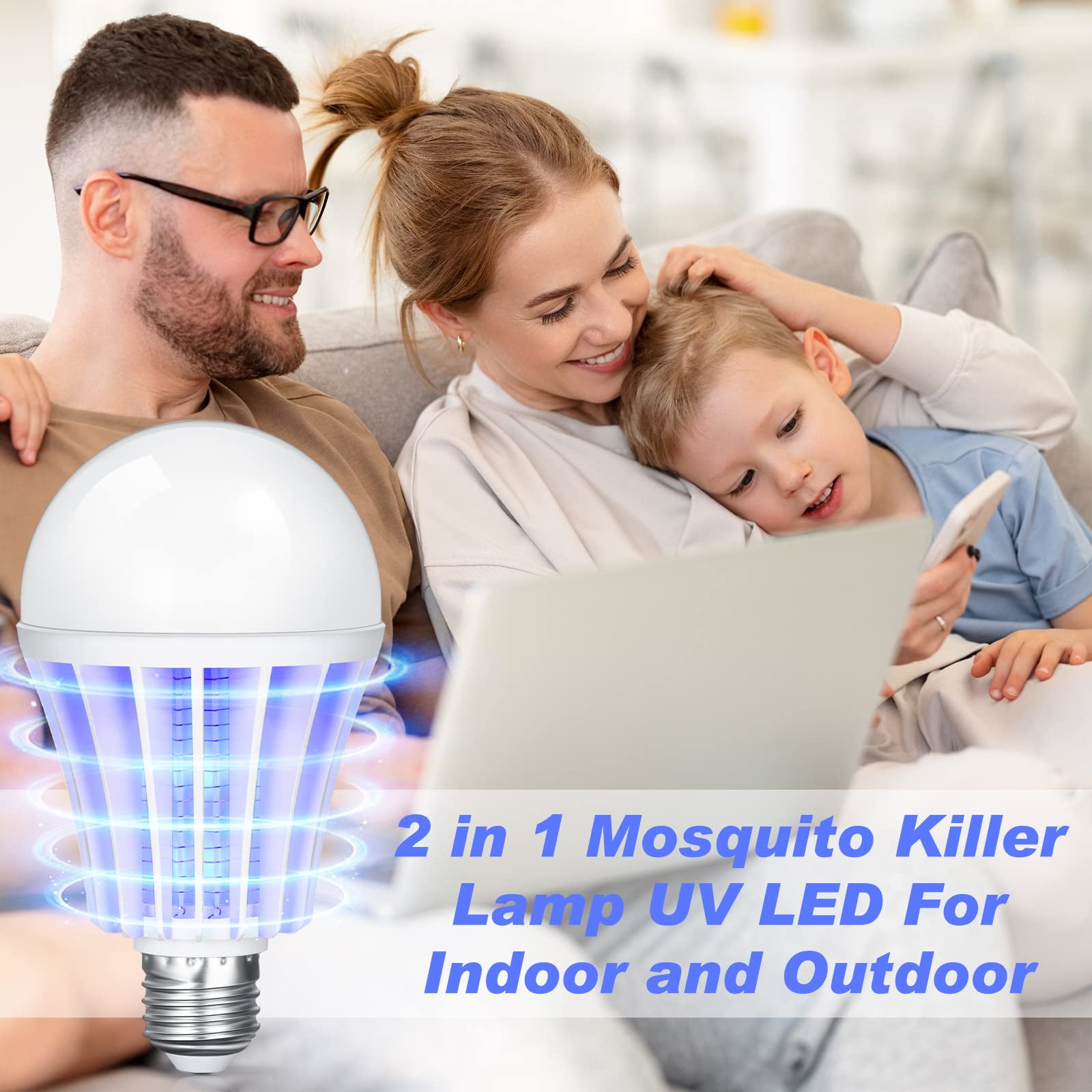 [4-Pack] BANPESTT Bug Zapper Light Bulb 2-in-1 Indoor Mosquito Zapper Gnat Trap- Electric Fly Insect Killer&Bug Catcher for Outdoor Indoors Home Backyard Patio (E27 Base, 9W 110V)