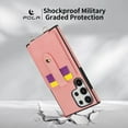 thumbnail image 5 of Wallet Case for Samsung Galaxy S23 Ultra, with Detachable Hand Wrist & Lanyard & Make-up Mirror Stand Feature PU Leather Drop Protection Cards Holder Phone Cover for Samsung Galaxy S23 Ultra,Pink, 5 of 13