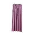 thumbnail image 2 of ZyeKqe Womens Sleep Shirts Sleeveless Crewneck Nightgown Tie Front Pleated Casual Lightweight Comfy Home Wear Dress, 2 of 5