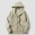 thumbnail image 2 of ibuvkizy Jackets for Men,Winter Coats for Fashionable Men's Solid Color Long Sleeve Hooded Casual Outwear Jackets Beige,S, 2 of 8