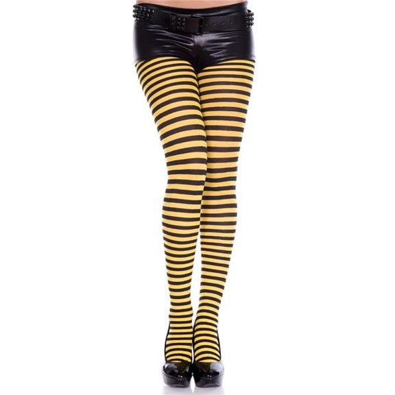 7471-BLK-YELLOW Womens Striped Tights, Black & Yellow