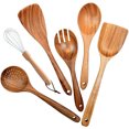 thumbnail image 1 of Kitchen Aid Juego de utensilios de cocina de teca natural - Cuchara de cocina de agarre cómodo, cuchara de madera para cocinar - Juego de utensilios de madera para cocinar, 1 of 5