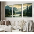 thumbnail image 2 of d 3Pcs Nature Landscape Wall Art Misty Forest Prints Mountain Pictures Dark Green Plant Posters Botanical River Canvas Painting Home Wall Decor for Living Room Bedroom Bathroom 12x16in, 2 of 7