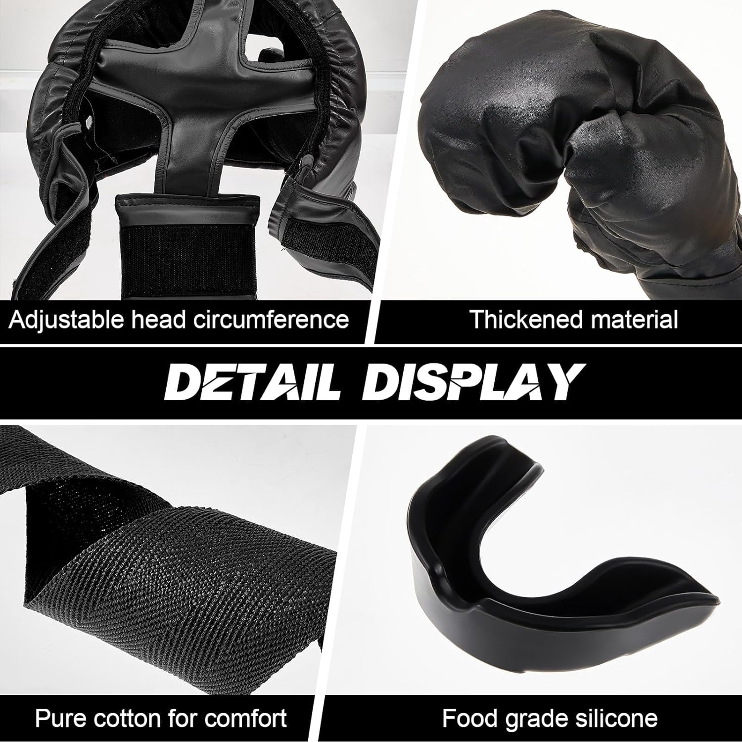 14-piece boxing set includes 2 pairs of 16-ounce (approximately 453.6 grams) boxing gloves, a helmet, and a face mask for adult and youth beginners training equipment