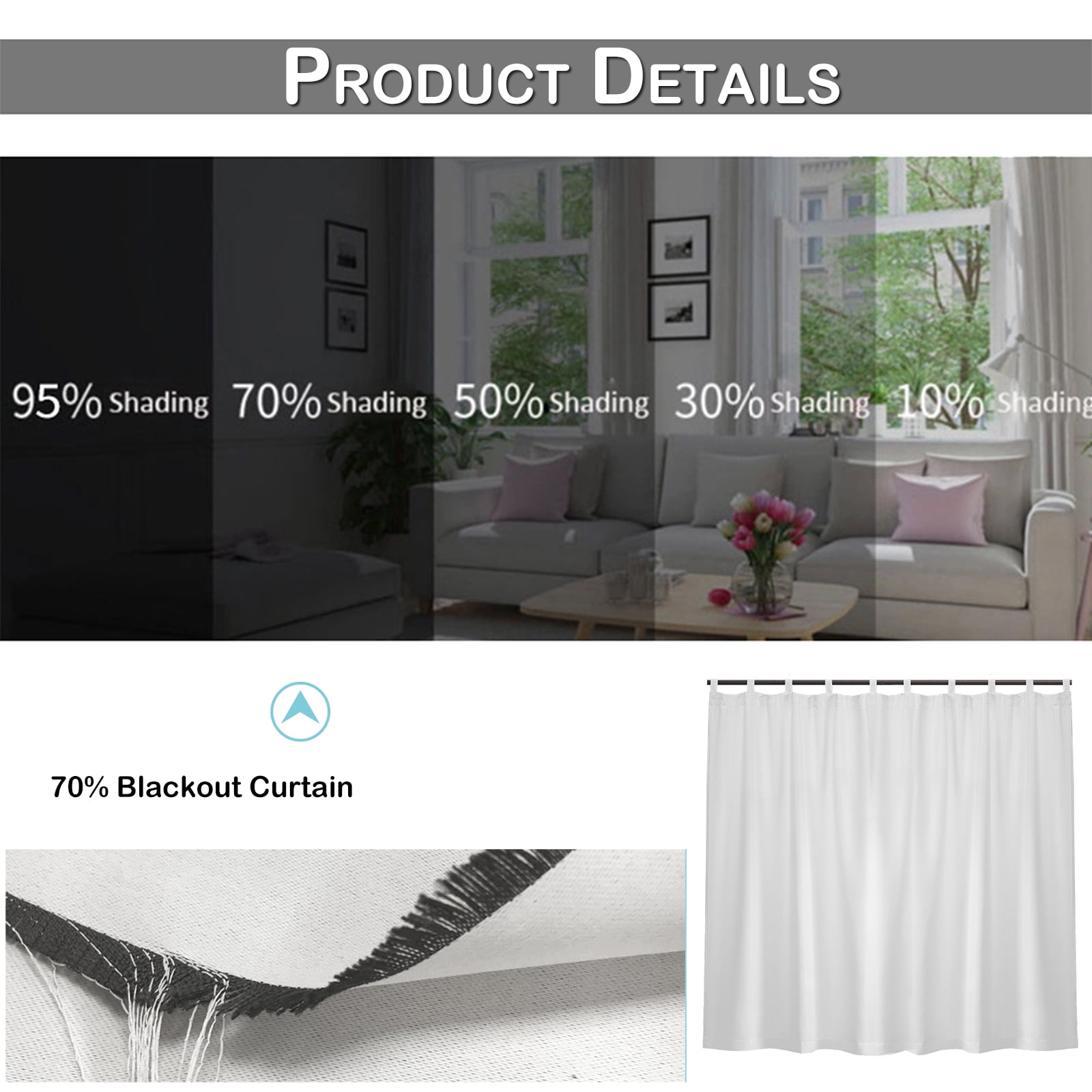 DONGPAI Extra Wide Outdoor Curtain for Patio Waterproof, Detachable Sticky Tab Top Thermal Insulated Privacy Outdoor Dividers for Porch, 1 Panel, 100''x 84'', White