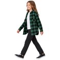 thumbnail image 3 of Girls Plaid Shirt Jacket Long Sleeve Button-Down Flannel Shacket Casual Lapel Checkered Outerwear With Chest Pocket (Green), 3 of 5