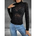 thumbnail image 4 of Women'S Leopard Print Top Long Sleeve Fitted Tee Going Out Cheetah Top Shirt, 4 of 9