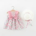 thumbnail image 2 of KDFJPTH Ruffle Sleeveless Princess Party Dresses With Straw Hat 2 Piece Set Vacation Casual Beach Bowknot Ruched Dress Size 3-12 Months, 2 of 7