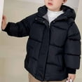 thumbnail image 4 of QUYUON Toddler Girl Rain Jacket Clearance Long Sleeve Puffer Jacket Toddler Baby Boys Girls Winter Thick Down Cotton Padded Jacket Hooded Zipper Jacket Coat Black 5T-6T, 4 of 5