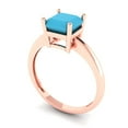 thumbnail image 2 of Clara Pucci 14K Rose Gold Solid Gold Turquoise Solitaire Anniversary Ring for Women - 1.5 cttw Asscher Cut, 2 of 8