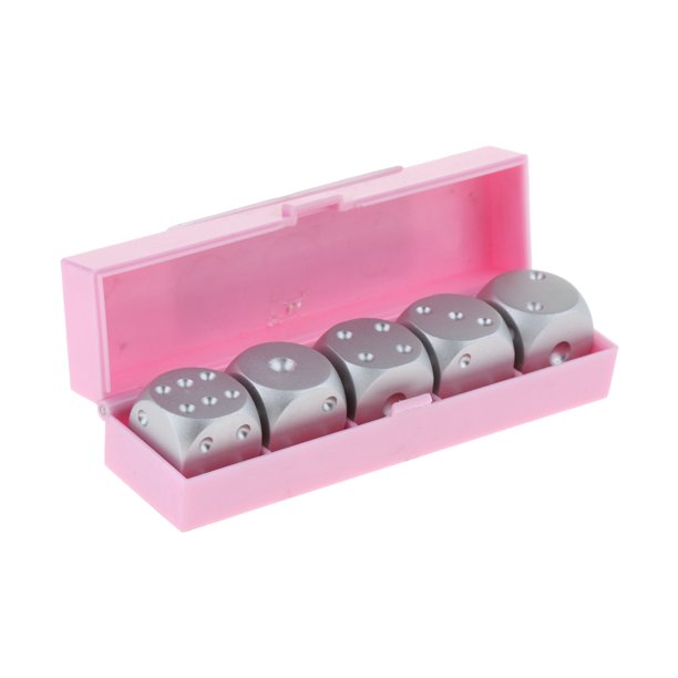 5 Unids Set Precisión Aleación De Aluminio Cubo Dados Juego De Dados De Metal Juegos De Mesa Rosa Sunnimix Dados de cubo de aleación de aluminio