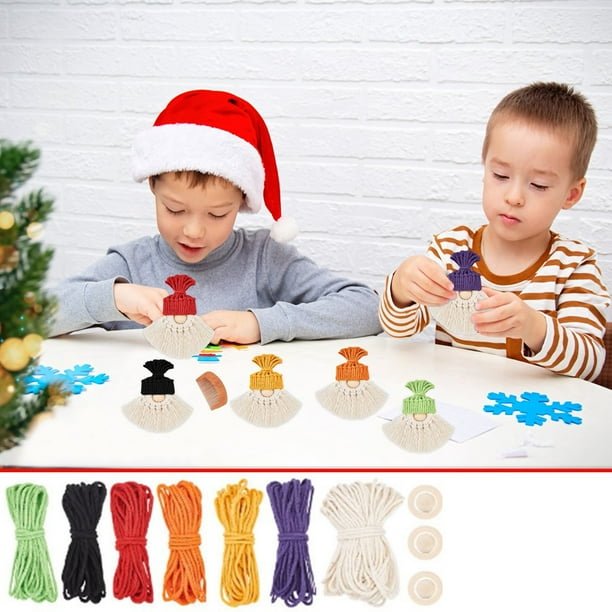 Kit de punto de gnomos navideños con instrucciones • Materiales DIY para hacer gnomos de Papá Noel • Hilo de algodón de 6 colores • Tamaño terminado de 35x3cm • Set completo de manualidades