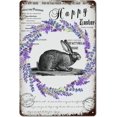 thumbnail image 1 of Letreros de metal vintage con diseño de conejo de Pascua y lavanda, decoración para el hogar, placa de pared de metal de 12 x 8 pulgadas, 1 of 7