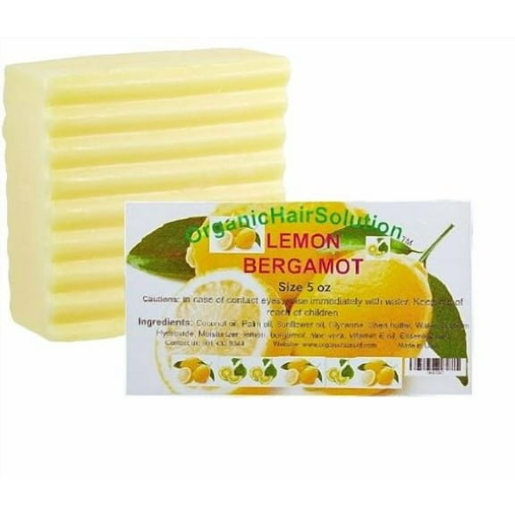 Organic Hair Solution Lemon Bergamot Aloe Vera Bar Soap, Citrus and Vitamin C, Pack of 2
