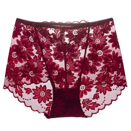GHSOHS Womens Underwear Boyshorts High Waisted Postpartum Underwear No Show High Waisted Underwear for Underwear Large Size Panty High Waist Small Daisy Lace Briefs Cotton Crotch Seamless Underp XL
