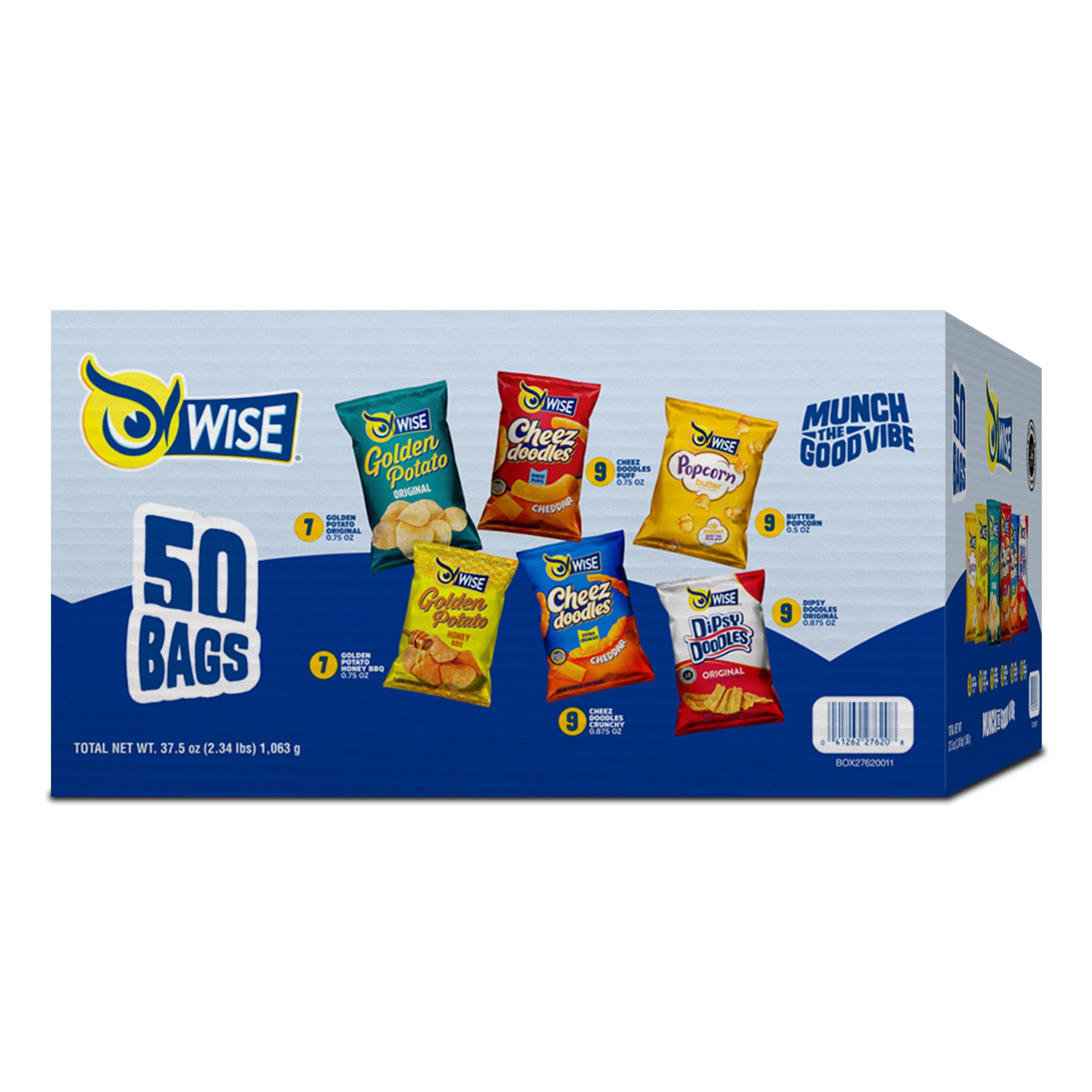 Wise Grab & Snack Variety Packs, Assorted Salty Snacks, 37.5 oz., 50 Count