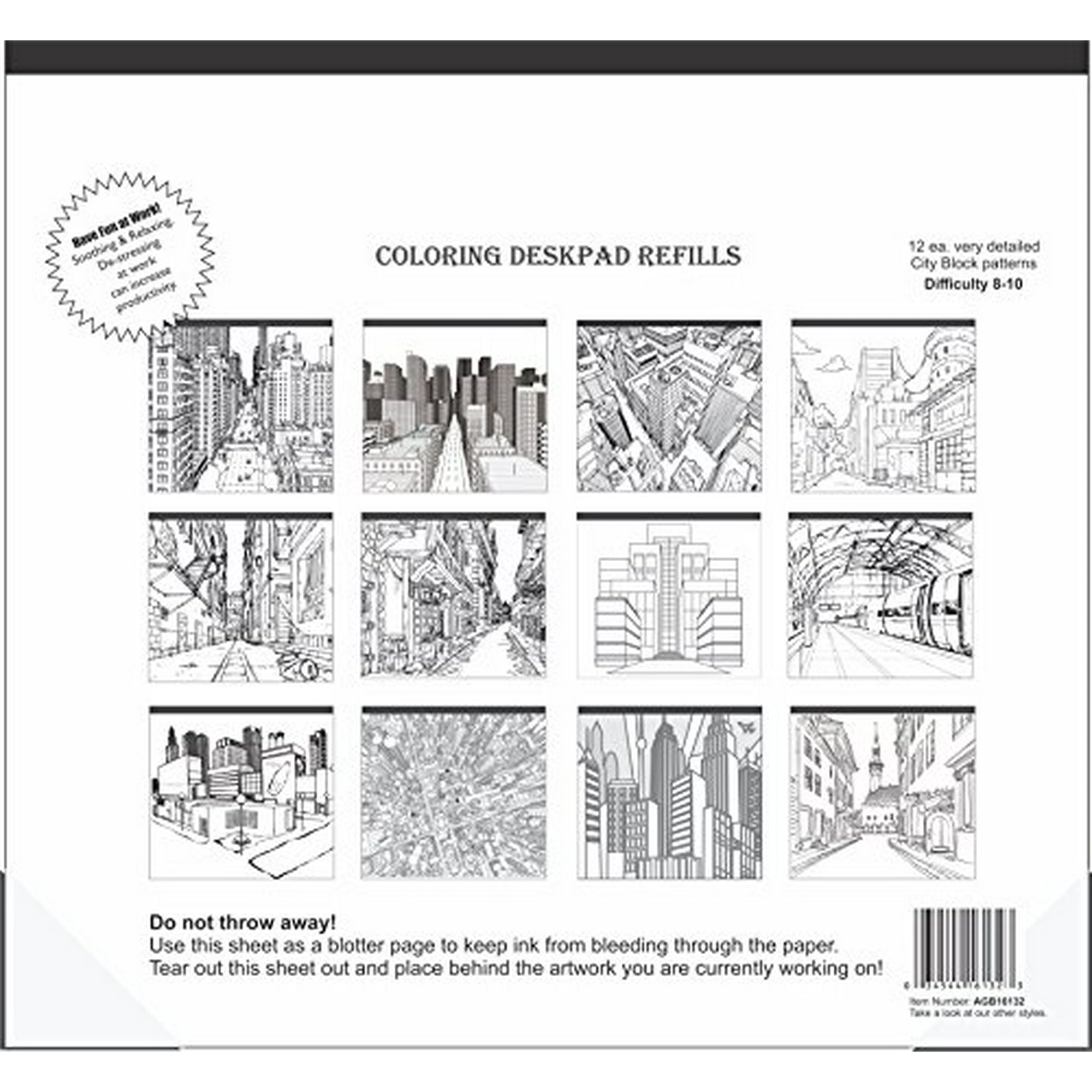 Aurora Illustrator Adult Coloring Desk Pad Refill 12 Pages 16 5