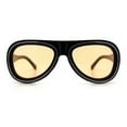 thumbnail image 4 of Retro Dimensional Metal Socket Rim Tear Drop Shape Racer Plastic Sunglasses Black Silver - Beige, 4 of 7
