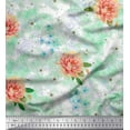 thumbnail image 1 of Soimoi Orange Cotton Poplin Fabric Watercolor Leaves & Floral Printed Craft Fabric by The Yard 56 Inch Wide, 1 of 1
