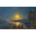 thumbnail image 3 of Ivan Konstantinovich Aivazovsky 18x13 Black Modern Framed Museum Art Print Titled - Moonrise Over the Golden Horn (1886), 3 of 5