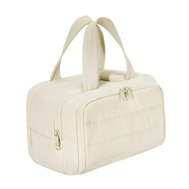 Neceser de viaje Accesorios de viaje Multifuncional con asa de transporte Maquillaje Beige