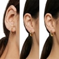 thumbnail image 3 of Gold Plated Earrings for Women, 6 Pairs 14k Gold Plated Hoop Earrings, Hypoallergenic Chunky Jewelry Set Gifts, 3 of 9
