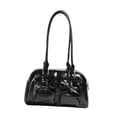thumbnail image 1 of Bolso de hombro de piel sintética para mujer, bolso de mano con cremallera, elegante bolso para la axila. Negro, 1 of 9
