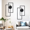 thumbnail image 2 of Decoración de pared de metal OYEFLY, decoración geométrica moderna, color negro, 2 unidades, 2 of 8