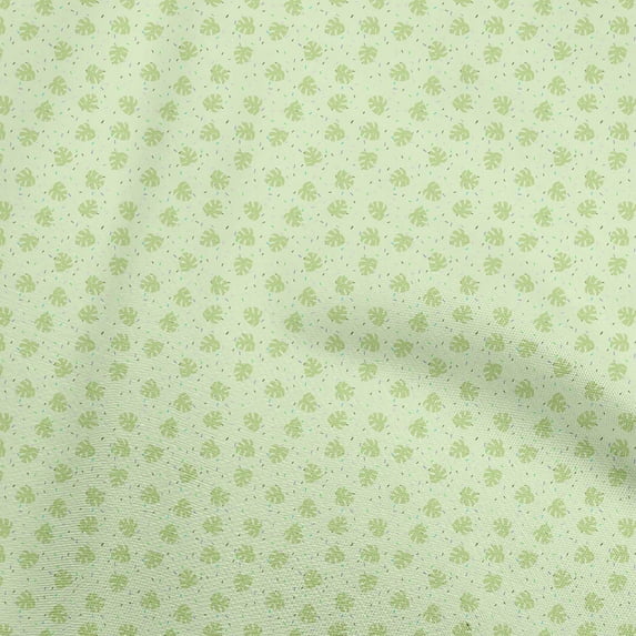 oneOone Cotton Poplin Light Green Fabric Kids Leaf Quilting Supplies Print Sewing Fabric By The Yard 56 Inch Wide