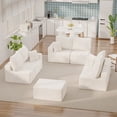 thumbnail image 3 of Lacoo Open Modular Sofa Set, Soft Corduroy Upholstered Modular Sectional Couch with Accent Pillows, Flexible Seating for Family & Guest, Beige, 3 of 7