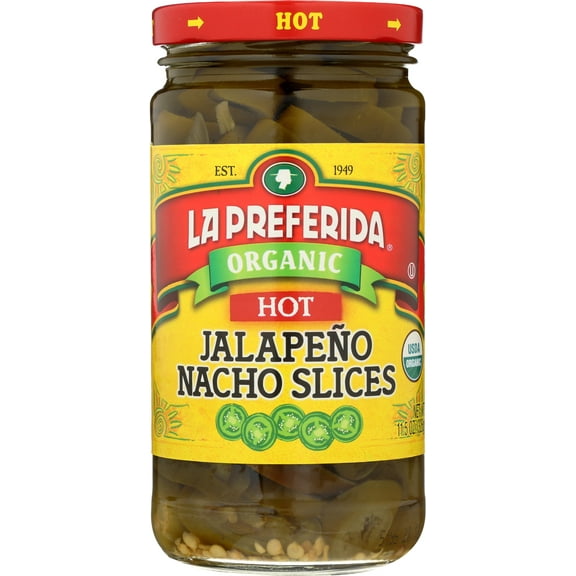 Pack of 12, La Preferida Organic Hot Jalapeno Slices, 11.5 oz
