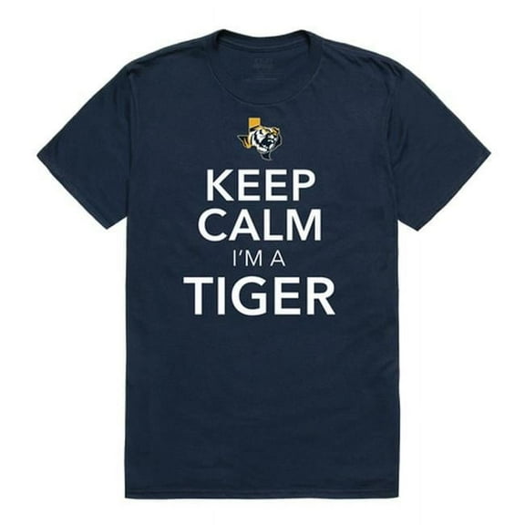 East Texas Baptist University Tigers Keep Calm Short Sleeve T-Shirt, Navy - Medium