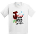thumbnail image 3 of Inktastic Jesus is the Reason for the Season Pinecone and Snowflakes Youth T-Shirt, 3 of 5
