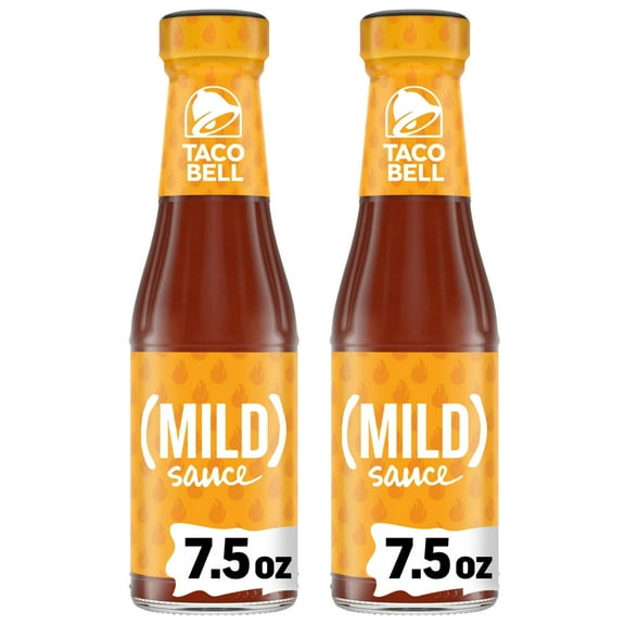 Taco Bell Mild Sauce, Mild Hot Sauce Condiments with Tomato Puree & Chili Peppers Savory Kick for Tacos Burritos Fajitas Nachos and More Home Kitchen Pantry Staple Spices 7.5 oz. Pack of 2