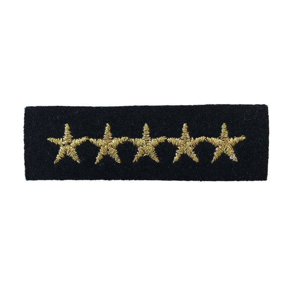 Lily Iron on Embroidery Black Military Gold Metallic Stars Patch 2.25"x0.75"