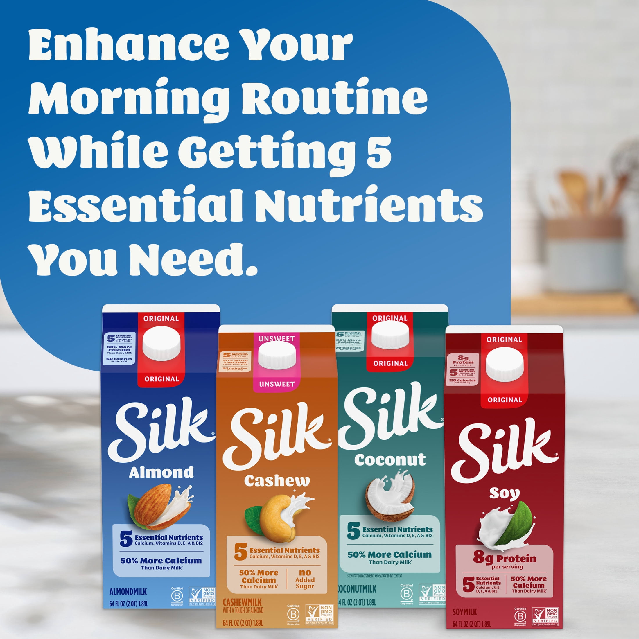 Silk Dairy Free, Gluten Free Dark Chocolate Almond Milk, Plant Based Milk Half Gallon, 64 fl oz